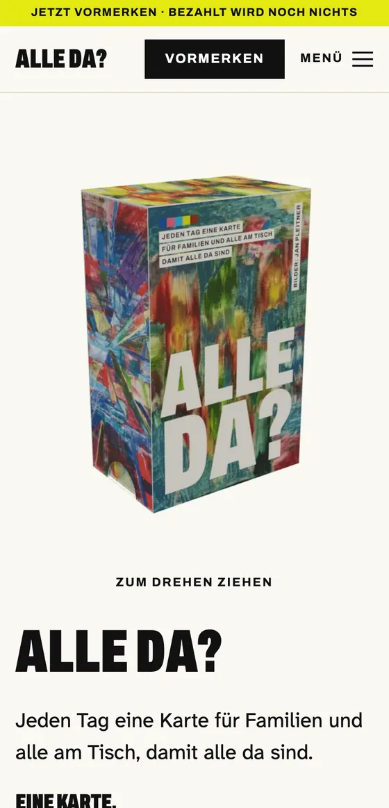 Alle da?, die Website auf dem Handy