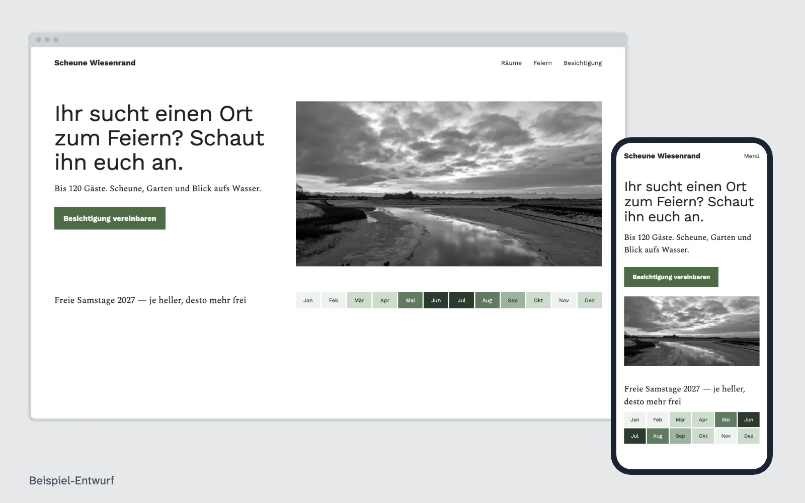 Beispiel-Entwurf: Website für Hochzeits- und Eventlocations (ausgedachter Betrieb)