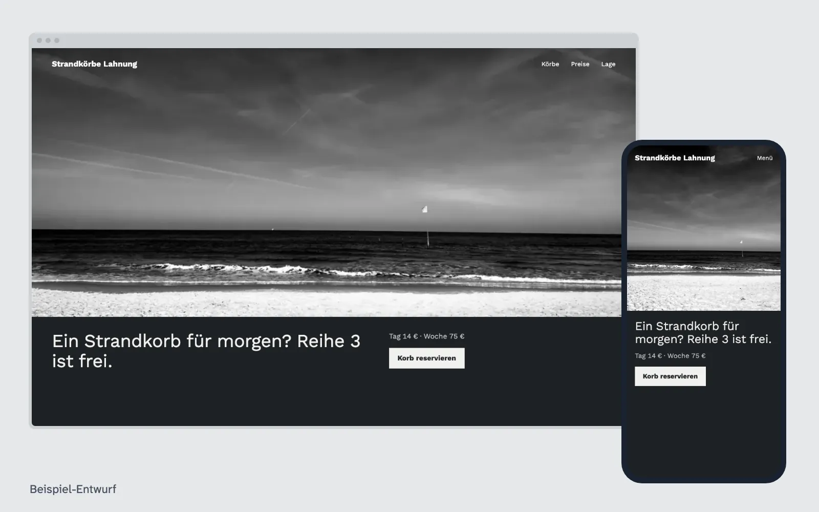 Beispiel-Entwurf: Fotos für die Website – Website eines ausgedachten Betriebs