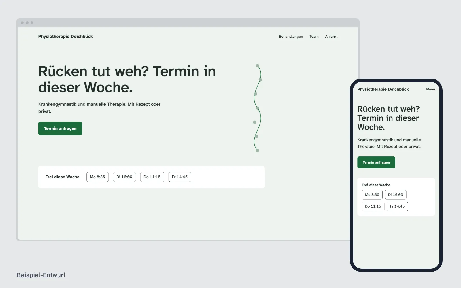 Beispiel-Entwurf: Website für Heilberufe (ausgedachter Betrieb)