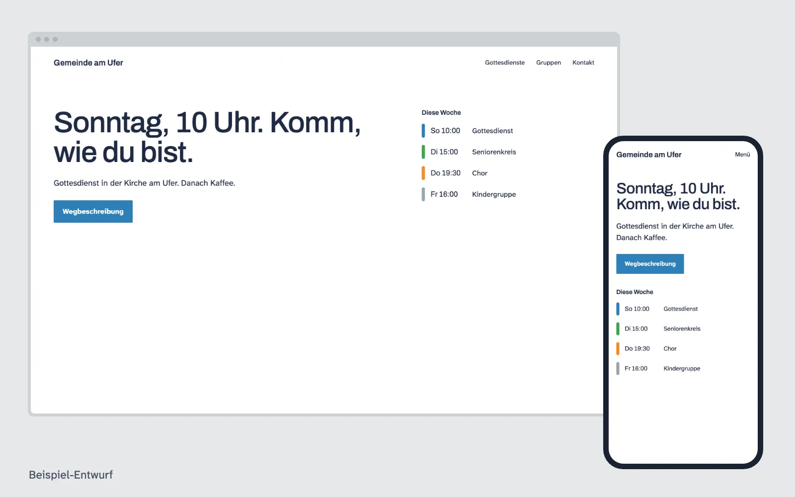 Beispiel-Entwurf: Website für Kirchengemeinden (ausgedachter Betrieb)