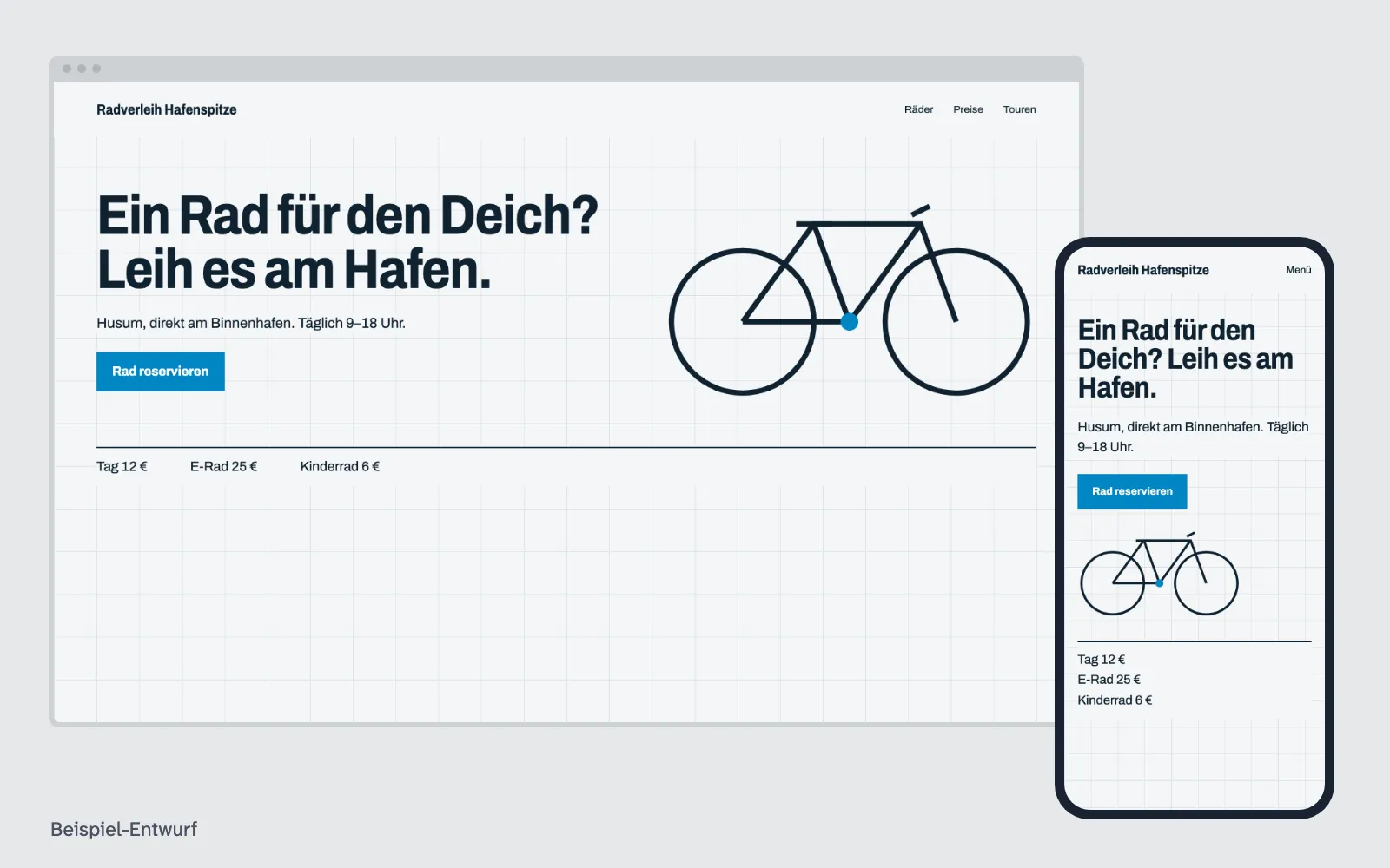 Beispiel-Entwurf: Website für einen ausgedachten Betrieb in Husum