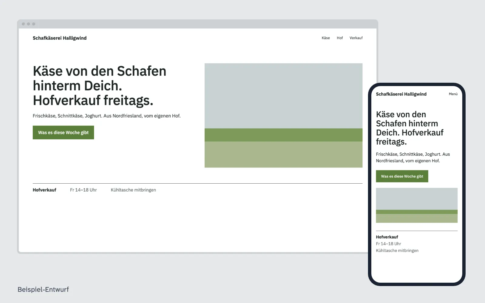 Beispiel-Entwurf: Website für einen ausgedachten Betrieb in Nordfriesland