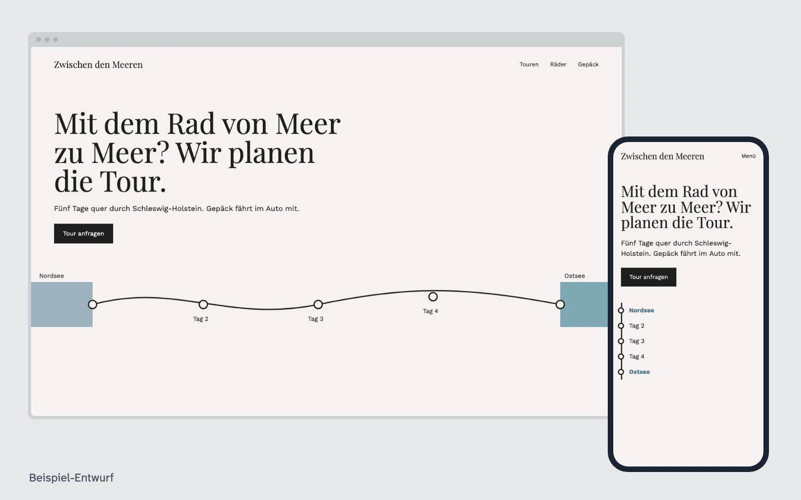 Beispiel-Entwurf: Website für einen ausgedachten Betrieb in Schleswig-Holstein
