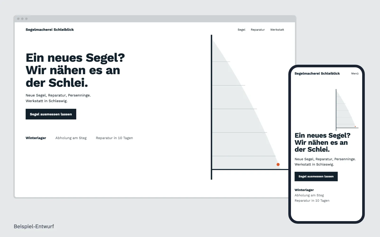 Beispiel-Entwurf: Website für einen ausgedachten Betrieb in Schleswig