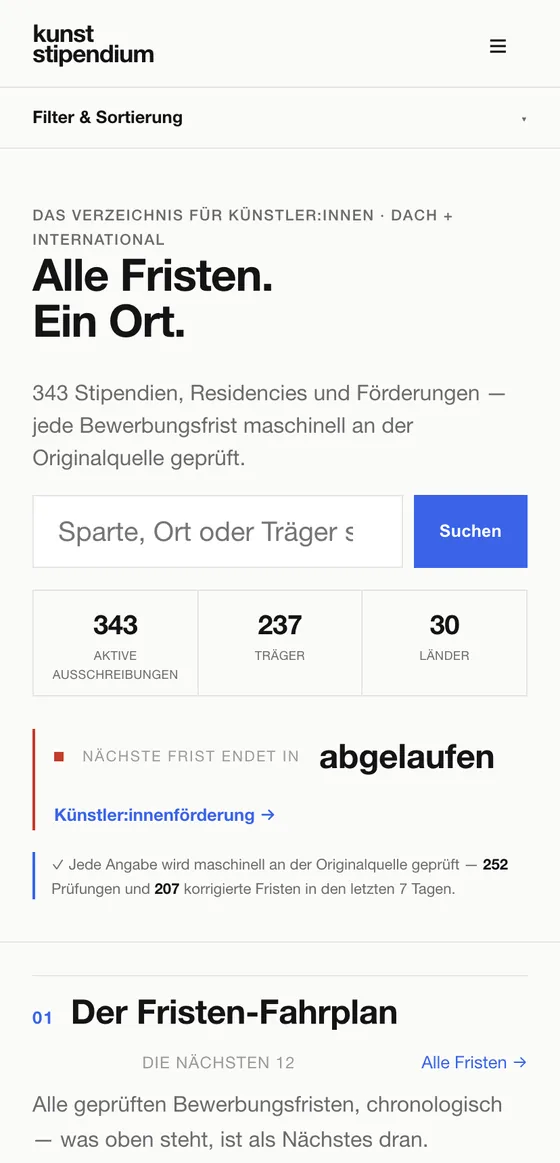 kunst-stipendium.de auf dem Handy